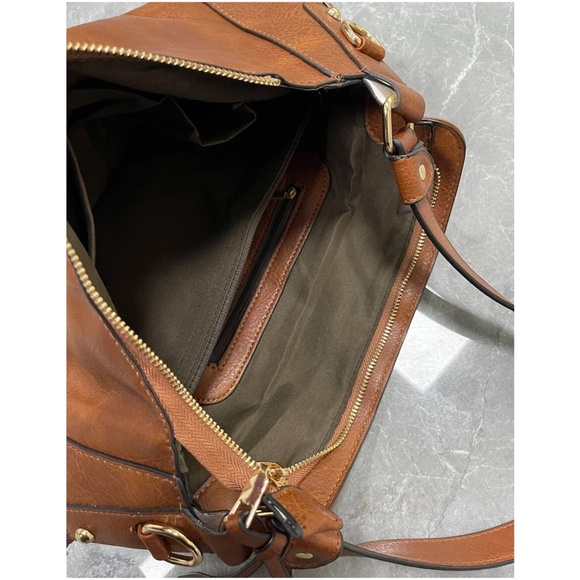 Vegan leather Hobo Tote Shoulder bag Wristlet set - Picture 5 of 8